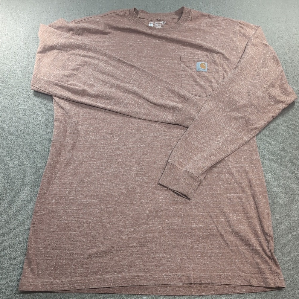 Carhartt Loose Fit Long Sleeve‎ T-Shirt Tee Mens L TALL Clay Brown Pocket